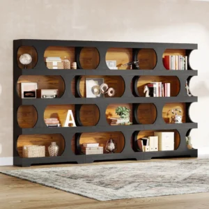 71" Bookshelf, 4-Tier S-Shaped Bookcase Freestanding Display Shelves