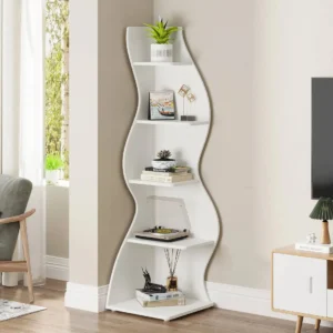 5-tier corner shelf modern wall corner bookshelf