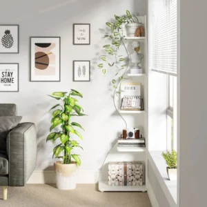 5-tier corner shelf modern wall corner bookshelf