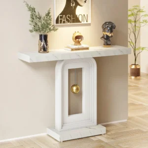 39\.4" Console Table, Modern Sofa Entryway Table with Gold Decor