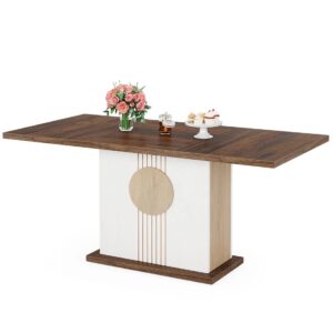 55” Dining Table, Wooden Kitchen Dinner Table For 4-6 people