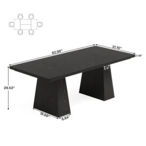 63” Dining Table, Farmhouse Wood Kitchen Table for 6 People